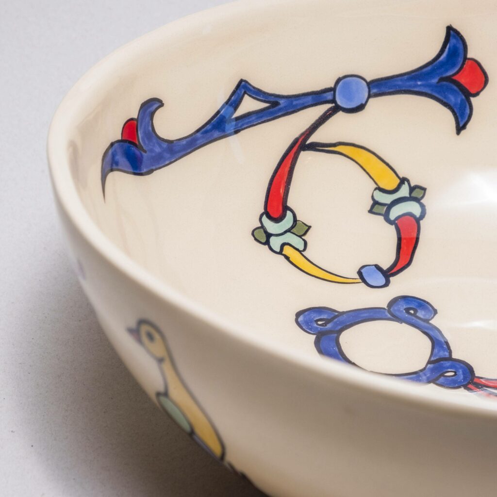 Serving Bowl Armenian Bird Letter, Armenian ceramic plates Trchnatar