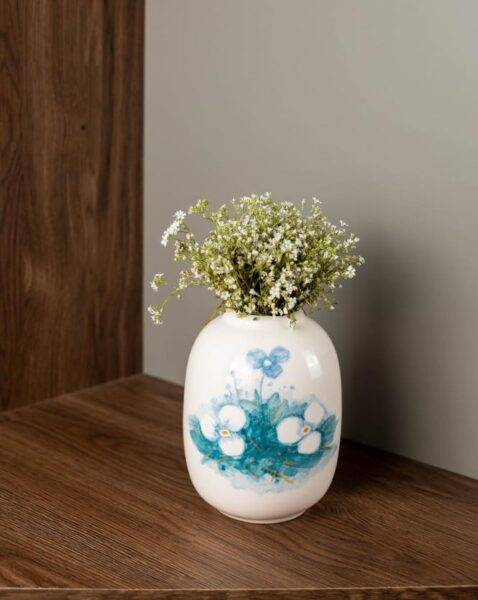 Vase with Blue Floral Design
