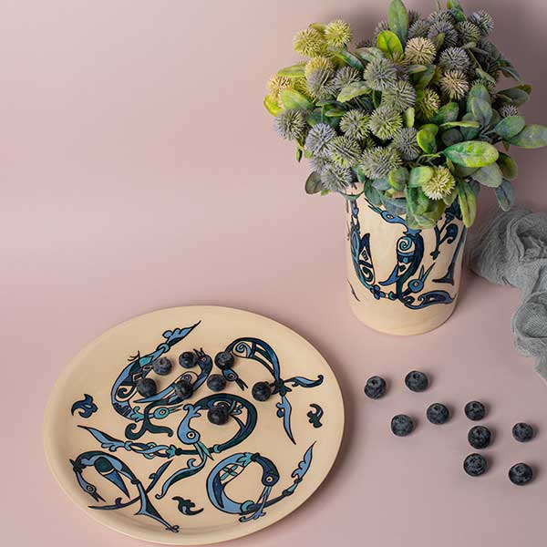 ceramic vase and plate, armenian ceramics