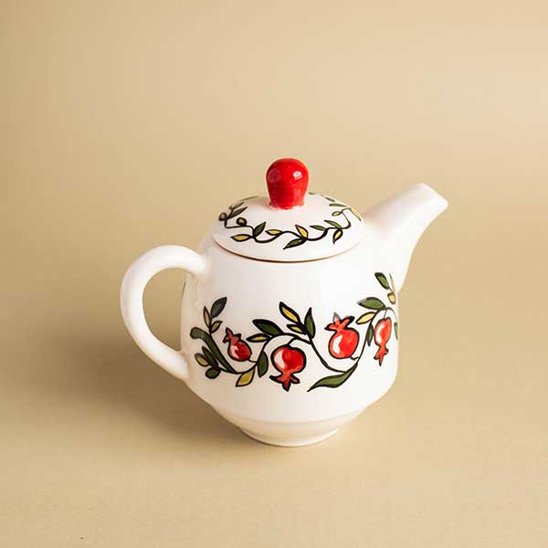 կերամիկական թեյնիկ նռան նախշերով, armenian ceramic teapot with pomegranate